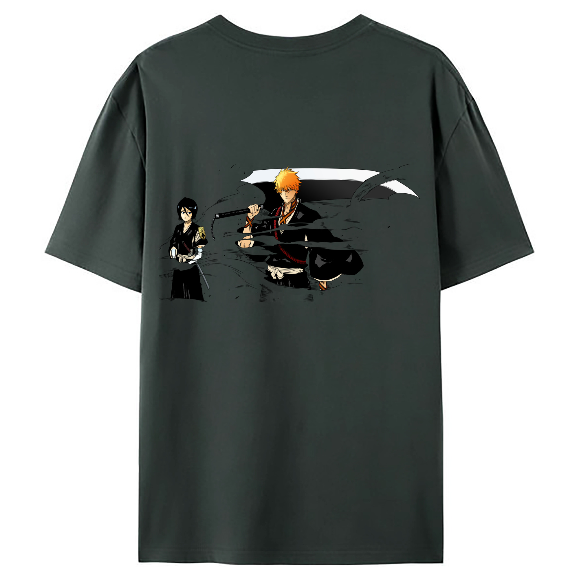 （画像用） ブリーチ 黒崎一護（くろさき いちご）BLEACH Kurosaki Ichigo 綿100％ メンズ半袖Tシャツ（バックプリント） 通気性